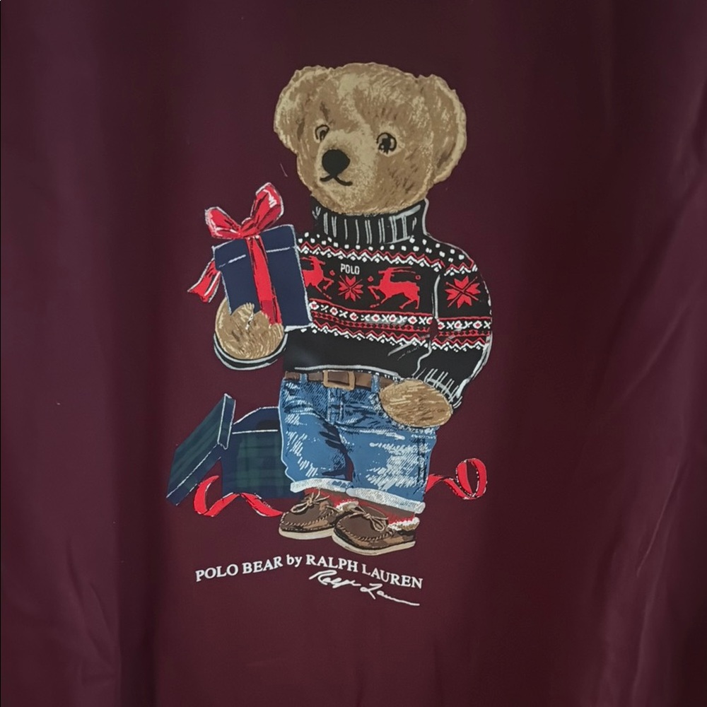 Polo by Ralph Lauren Red Crewneck Sweater with Bear Design